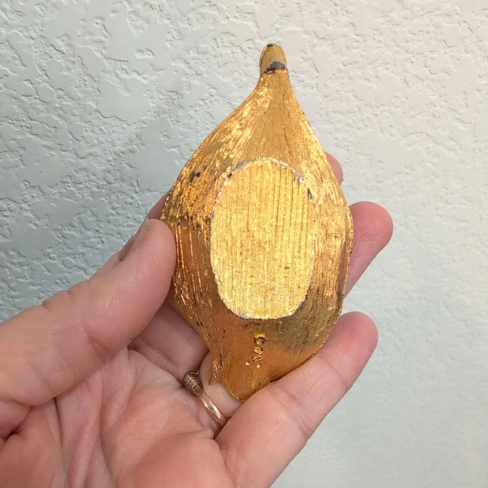 Vintage Monet Gold Plated TANCRAFT Leaf Shaped Trinket Dish‎ Jewelry Tray Dining